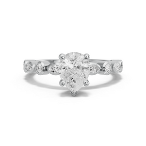 Image for Pear Classic Basket Ring with Alternating Marquise band