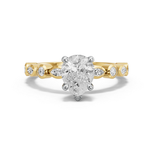 Image for Pear Classic Basket Ring with Alternating Marquise band