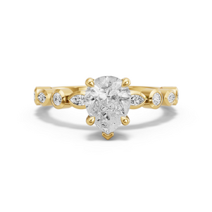 Image for Pear Classic Basket Ring with Alternating Marquise band