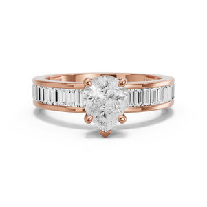 Image for Pear Classic Basket Ring with Baguette Channel band