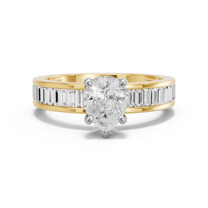 Image for Pear Classic Basket Ring with Baguette Channel band
