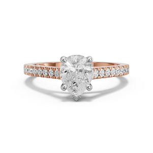 Image for Pear Classic Basket Ring with Cathedral Pave band