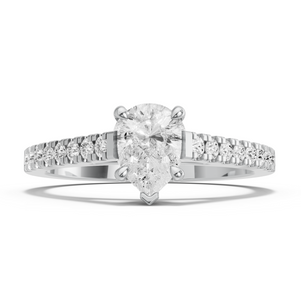 Image for Pear Classic Basket Ring with Cathedral Pave band