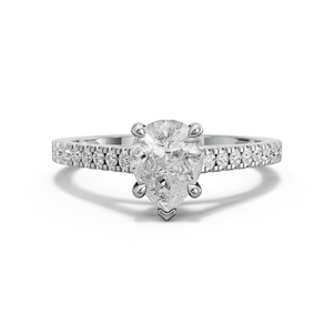 Image for Pear Classic Basket Ring with Cathedral Pave band