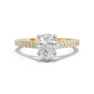Image for Pear Classic Basket Ring with Cathedral Pave band