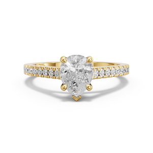 Image for Pear Classic Basket Ring with Cathedral Pave band
