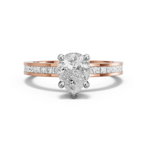 Image for Pear Classic Basket Ring with Channel band in 18K Two Tone Rose Gold