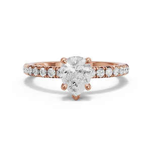 Image for Pear Classic Basket Ring with French Pave band