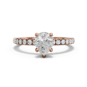 Image for Pear Classic Basket Ring with French Pave band in 14K Rose Gold
