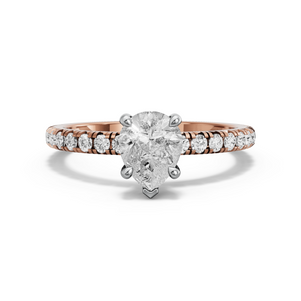Image for Pear Classic Basket Ring with French Pave band