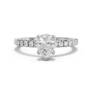 Image for Pear Classic Basket Ring with French Pave band