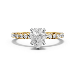 Image for Pear Classic Basket Ring with French Pave band in 14K Two Tone Yellow Gold