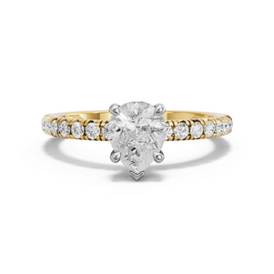 Image for Pear Classic Basket Ring with French Pave band