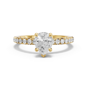 Image for Pear Classic Basket Ring with French Pave band