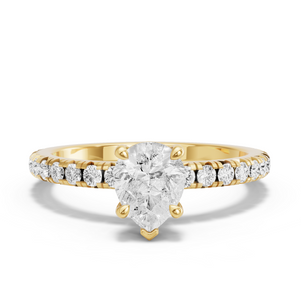 Image for Pear Classic Basket Ring with French Pave band