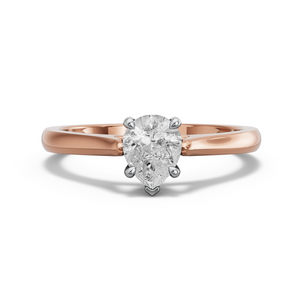 Image for Pear Classic Basket Ring with Knife Edge Cathedral band in 18K Two Tone Rose Gold