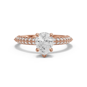 Image for Pear Classic Basket Ring with Knife Edge Pave band