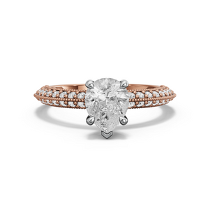 Image for Pear Classic Basket Ring with Knife Edge Pave band