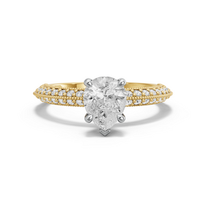 Image for Pear Classic Basket Ring with Knife Edge Pave band
