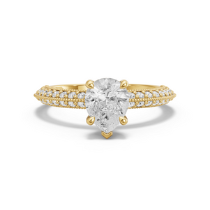 Image for Pear Classic Basket Ring with Knife Edge Pave band