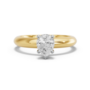 Image for Pear Classic Basket Ring with Knife Edge Solitaire band in 14K Two Tone Yellow Gold