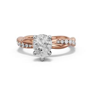 Image for Pear Classic Basket Ring with Rope Pave band