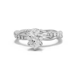 Image for Pear Classic Basket Ring with Rope Pave band