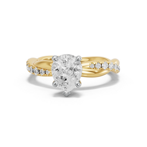 Image for Pear Classic Basket Ring with Rope Pave band