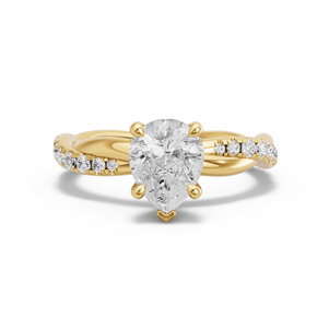 Image for Pear Classic Basket Ring with Rope Pave band in 10K Yellow Gold