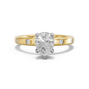 Image for Pear Classic Basket Ring with Sleek Accent band