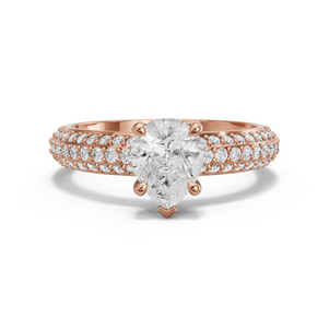 Image for Pear Classic Basket Ring with Triple Row Pave band