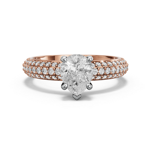 Image for Pear Classic Basket Ring with Triple Row Pave band