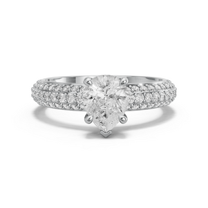 Image for Pear Classic Basket Ring with Triple Row Pave band