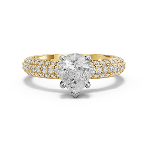 Image for Pear Classic Basket Ring with Triple Row Pave band
