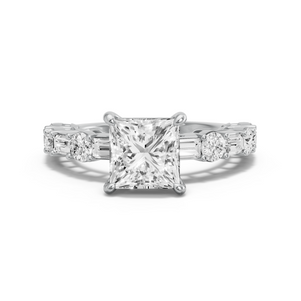Image for Heart Hidden Halo Ring with Twist Pave band in 950 Platinum