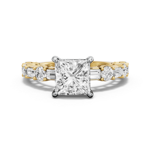 Image for Princess Classic Basket Ring with Alternating Baguette band