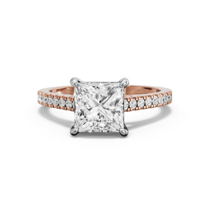 Image for Princess Classic Basket Ring with Cathedral Pave band