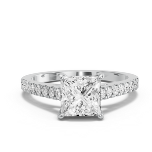 Image for Princess Classic Basket Ring with Cathedral Pave band