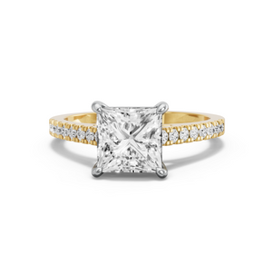 Image for Princess Classic Basket Ring with Cathedral Pave band