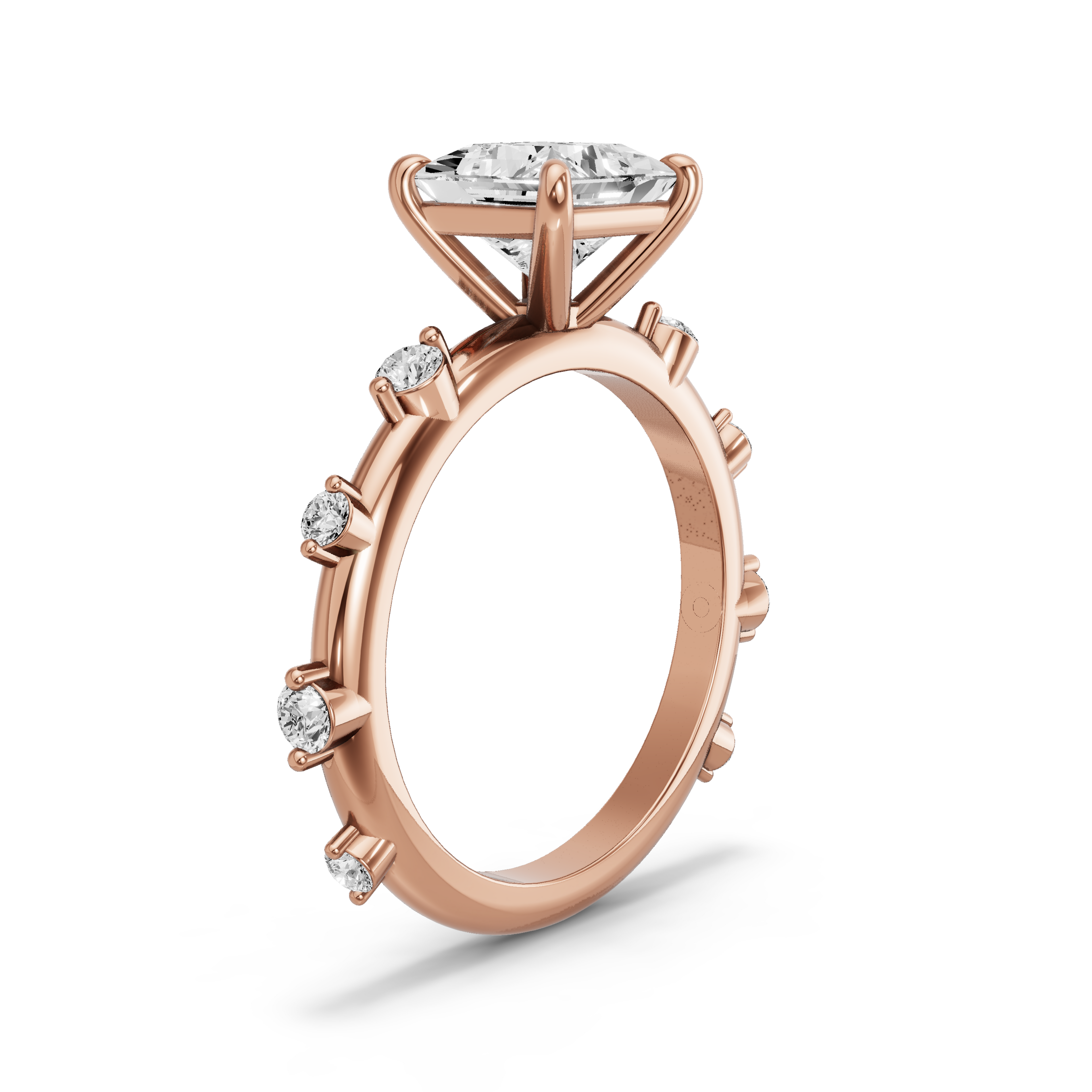 Image for Princess Classic Basket Ring with Floating Station band in 18K Yellow Gold
