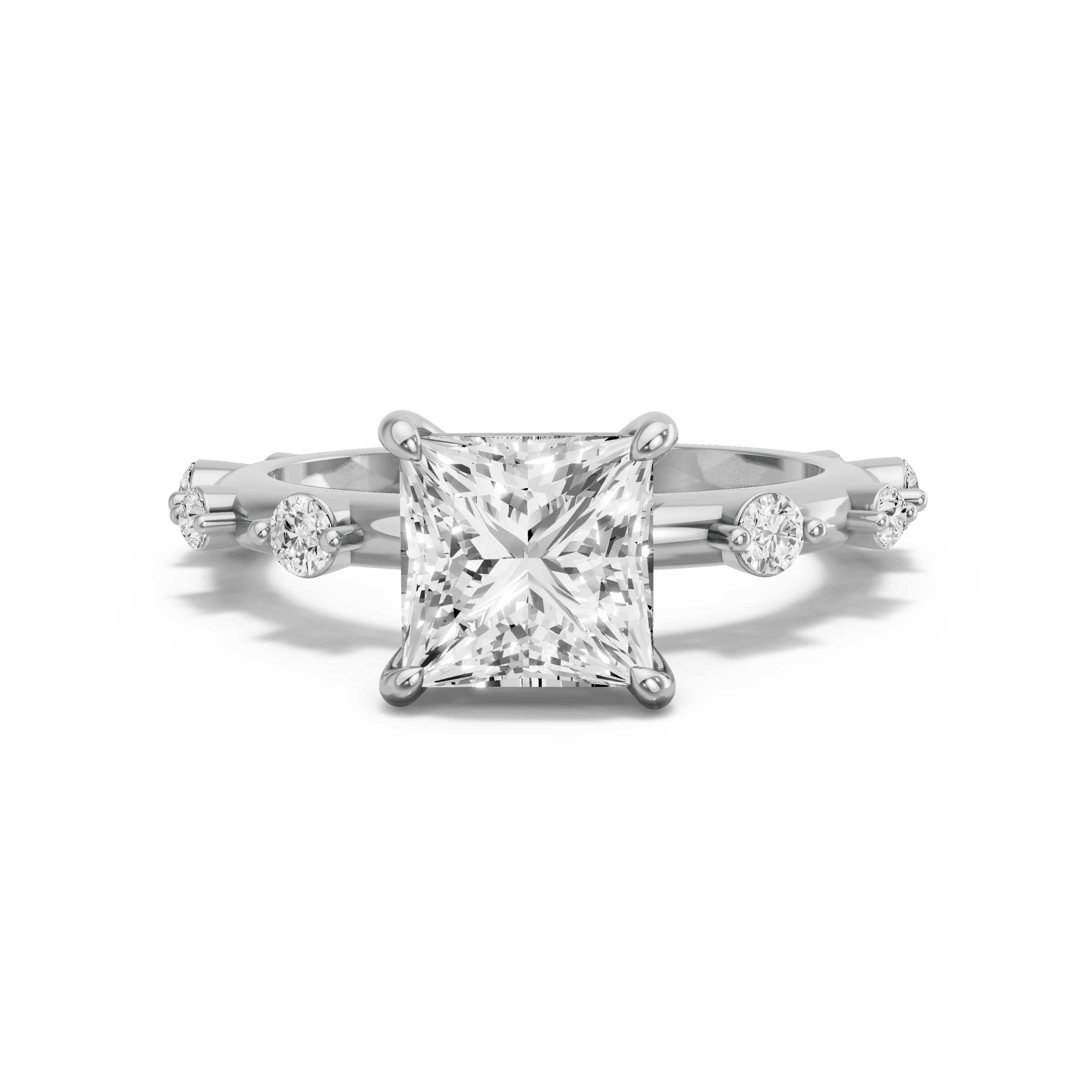 Image for Princess Classic Basket Ring with Floating Station band in 10K Two Tone Rose Gold
