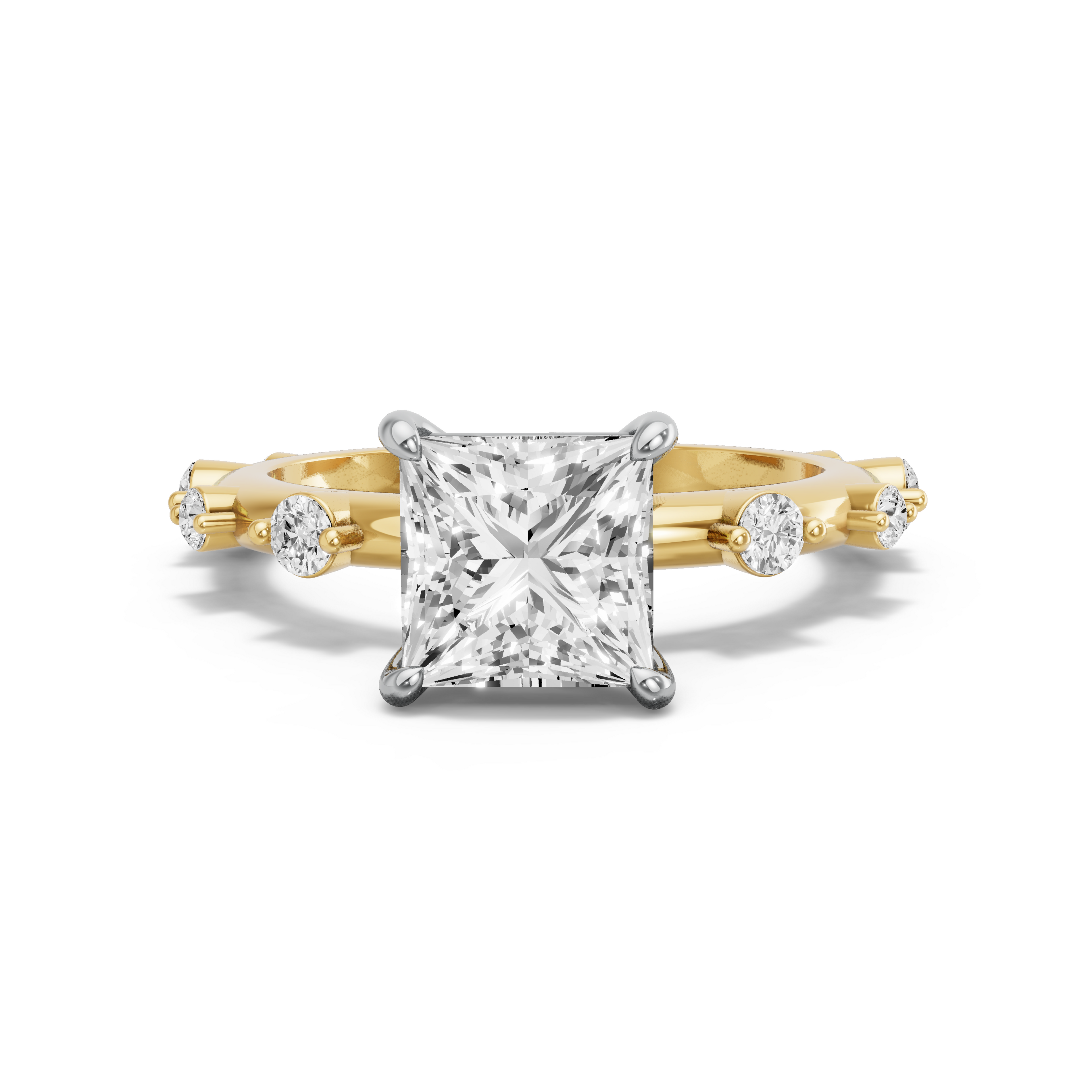 Image for Princess Classic Basket Ring with Floating Station band in 10K Rose Gold