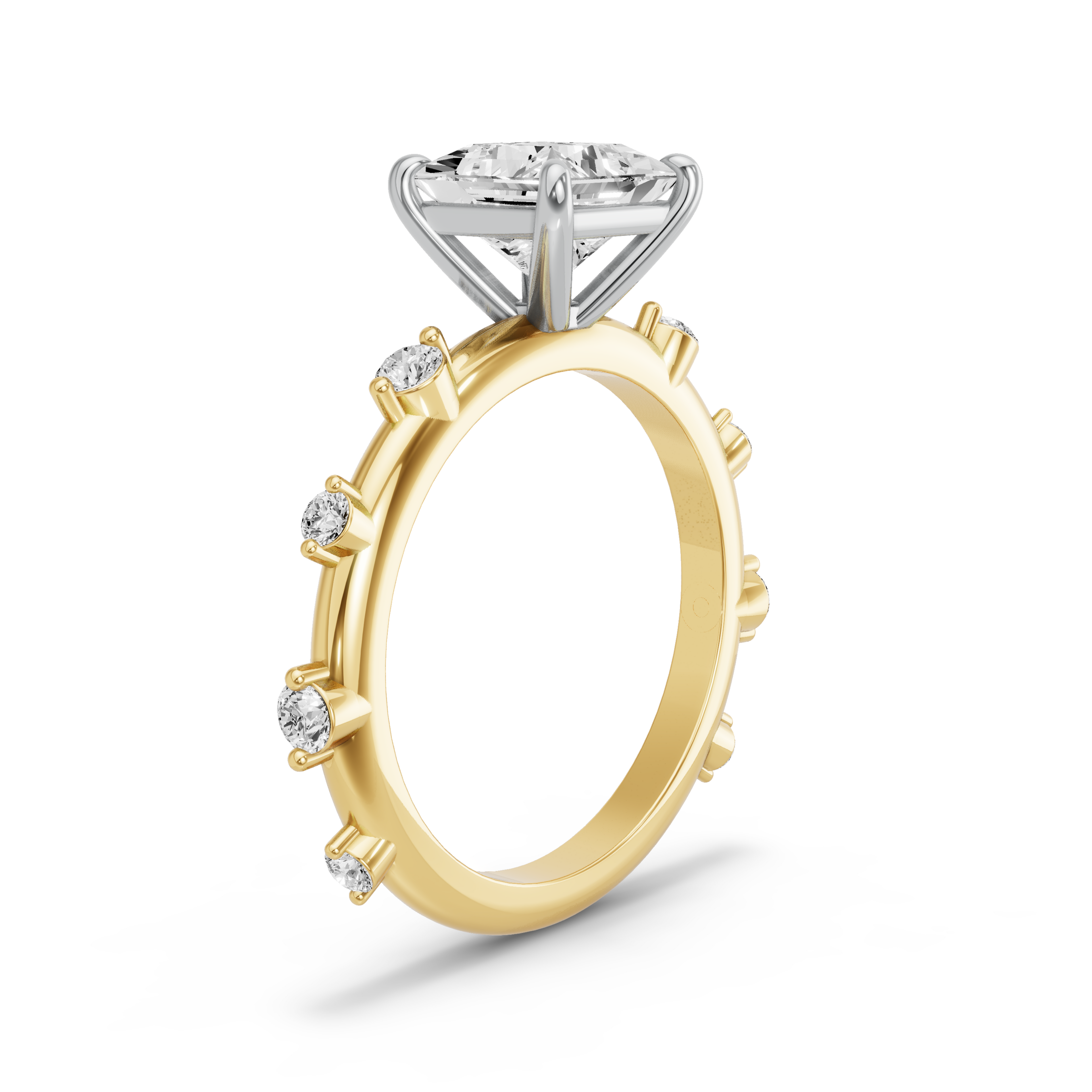 Image for Princess Classic Basket Ring with Floating Station band in 18K Rose Gold