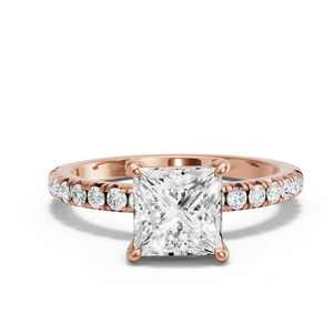 Image for Princess Classic Basket Ring with French Pave band