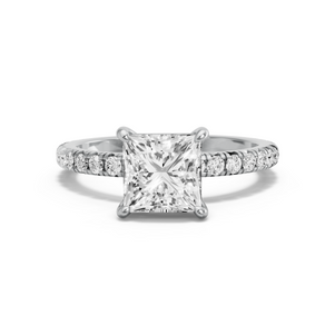Image for Princess Classic Basket Ring with French Pave band in 950 Platinum