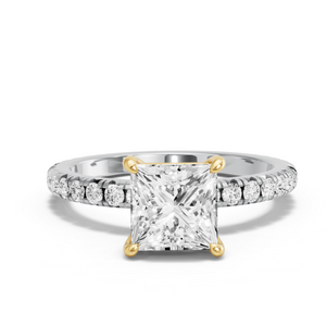 Image for Princess Classic Basket Ring with French Pave band