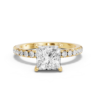 Image for Princess Classic Basket Ring with French Pave band