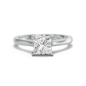 Image for Princess Classic Basket Ring with Knife Edge Cathedral band in 14K Two Tone Rose Gold