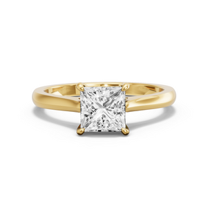Image for Princess Classic Basket Ring with Knife Edge Cathedral band in 10K White Gold