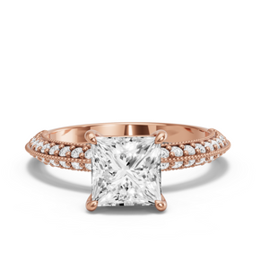 Image for Princess Classic Basket Ring with Knife Edge Pave band